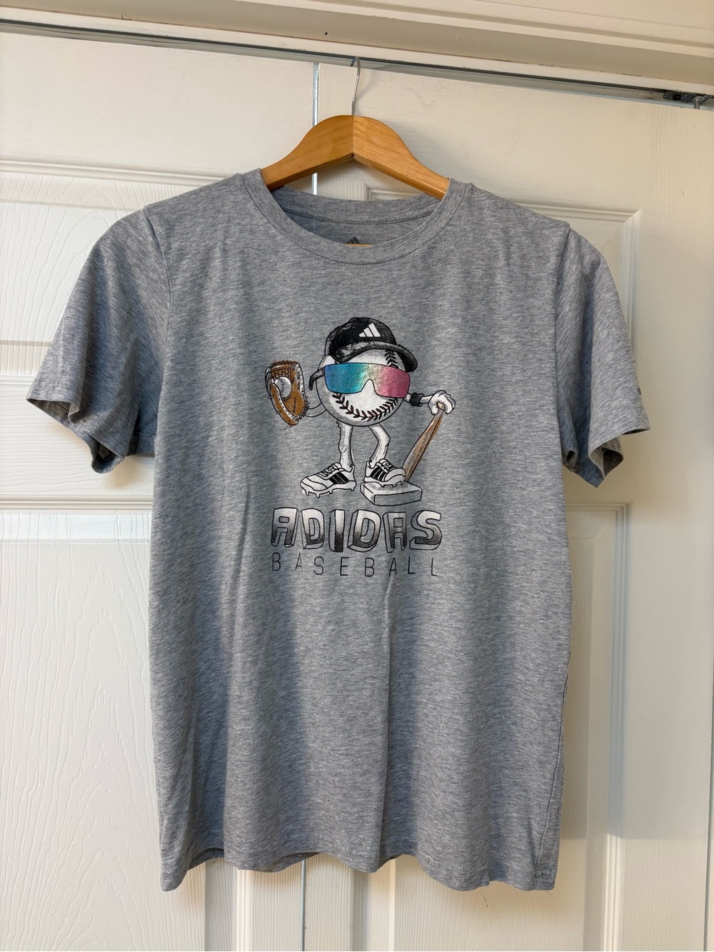 adidas Gray Baseball Character Tee with Multicolor Sunglasses
